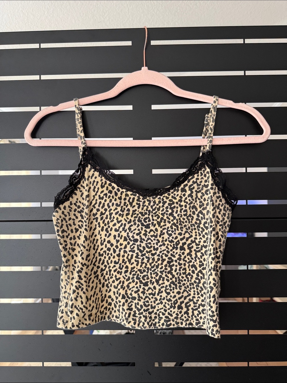 Edikted Leopard-Print Lace Cami with Black Lace XS